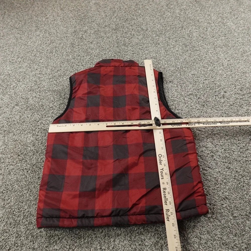 NEW Buffalo David Bitton Vest Kids S 7-8 Red Plaid Reversible Sherpa Lined Youth